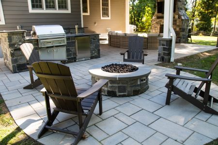 Patio and Fireplace Design by JHL Landscaping